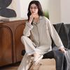 Pijama Feminino Manga Longa 6535 Algodão Primavera e Outono Novo Tendência Cardigã Masculino Casual Casal Roupa de Casa Conjunto de Duas Peças