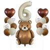 Set de Globos de Osito Mate Lindo con Foil Arcoíris Corazón Número Decoración para Fiesta de Cumpleaños Infantil Globos Arcoíris