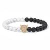 Pulsera transfronteriza nueva micro-incrustada cabeza de leopardo piedra volcánica aromaterapia con aceites esenciales pulsera para hombre pulsera elástica joyería al por mayor