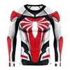 Novo Filme da Marvel Teia de Aranha Série de Filmes Europeia e Americana Roupa Fitness Treino Esportivo Justa Camiseta de Manga Longa para Homens