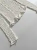 2026 Estilo Europeo y Americano Ajuste Delgado Primavera y Otoño Nuevo Blanco Cuello Redondo Manga Larga Casual Tejido de Panal Cardigan Superior