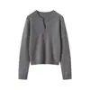 Coleção versátil de outono e inverno: Suéter de tricô feminino com decote V 100% caxemira, camada base de cor sólida, direto do fabricante