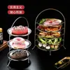 Estante de Exhibición de Platos de Fruta de Acero Inoxidable Estante de Almacenamiento de Platos para Restaurante de Barbacoa Coreana Plato para Tarta Bandeja para Postres Tres Niveles Cinco Niveles