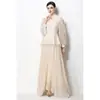 Fotos Reales de Ropa de Mujer para Exportación - Vestido Largo Elegante Plisado Estilo Retro Francés de Manga Larga que Ceñe la Cintura Adelgazante