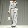 Ropa de mujer transfronteriza europea y americana 2026: conjunto de dos piezas, top casual, simple, de color liso y manga larga, y pantalones holgados de pierna ancha