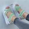 2023 nuevas sandalias de comercio exterior europeas y americanas de talla grande con suela gruesa para mujer suministro transfronterizo planas velcro sandalias de playa para mujer