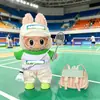 Atuendo de serie de muñeco de peluche Labubu de 17 cm para fiestas sentado, disfraz de estilo deportivo casual