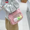 Nueva Bolsa de Hombro Ligera Cruzada Transparente con Insignia Estilo Japonés de Alta Apariencia Color Caramelo Chica Dulce