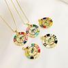 Transfronterizo Nuevo Estilo Bohemio Moda Europea y Americana Gota de Aceite Zircón Redondo Marca Ojo Colgante Collar Mujeres Venta al por Mayor