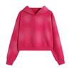 Sudadera con capucha corta casual nueva de otoño e invierno estilo europeo y americano para mujer, lavada, vieja, retro, sexy, top transfronterizo de 400g