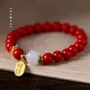 Pulsera auténtica de cinabrio de alto contenido para mujer, jade Hetian natural, pulsera roja del año de nacimiento, pulsera de estilo antiguo, venta al por mayor