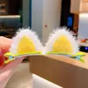 Grampo de Cabelo de Pelúcia com Orelhas de Gato Infantil Grampo de Cabelo Feminino Grampo de Bico de Pato Lateral Infantil Grampo Fofo para Menina Acessório de Cabeça