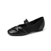 Design de Nicho Estilo Francês Fivela de Couro Patchwork de Couro Bovino e Crina de Cavalo Mary Jane 2026 Salto Escondido Sapatos Femininos de Couro Genuíno