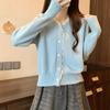 Cardigan com Capuz de Tricô de Manga Longa com Renda Spliced Feminino Tricô Outono 2025 Novo Top Tendência