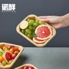 Caixa de almoço descartável de papel kraft, tigela longa quadrada octogonal, tampa alta transparente convexa, caixa de corte de frutas para viagem, caixa de ponche de bolo de sobremesa