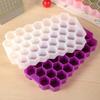 Bandeja de hielo de silicona pura 3181 con tapa, bandeja de hielo de panal, modelo casero, 37 rejillas, caja de helado, suplemento alimenticio para bebés