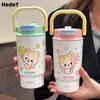 Taza de agua de cerámica con diseño de trébol de cuatro hojas y gatito, alto atractivo estético, taza de café portátil de acero inoxidable 316 de doble uso para estudiantes