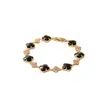 Pulseira em Formato de Trevo de Quatro Folhas Transfronteiriça para Mulheres, Luxo Leve, Design Floral de Alto Padrão, Trevo da Sorte, Joia Floral da Moda Fonte
