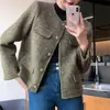 Outono/Inverno 2026 Novo Estilo Pequena Fragrância Verde Curto Moderno Casaco Moda Feminina Temperamento Solto Jaqueta