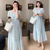 Nuevo Vestido de Maternidad de Verano 2026 con Estilo Dulce y Elegante, Vestido de Maternidad de Longitud Media con Mangas Cortas