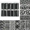 Serie de papeles de transferencia de encaje blanco y negro para accesorios de arte de uñas, papel de transferencia, papel de cielo estrellado, papel de transferencia de rejilla con borde de encaje, 10 rollos