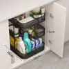Prateleira de armazenamento sob a pia para gabinete de banheiro, organizador de armário multi-camadas para banheiro e cozinha, cesta deslizante, prateleira em níveis