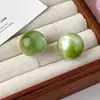 Pendientes Redondos de Gradiente Color Caramelo para Mujer, Pendientes de Perlas Dulces de Cintura Alta Estilo Coreano, Accesorios para Orejas Simples Únicos con un Toque de Nicho