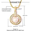 Colgante de Concha de Perla Artificial de Cobre y Circonita DIY para Mujer, Collar de Flor Estrella Hoja, Colgante de Joyería Chapado en Oro Real de 18 Quilates