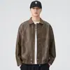 Jaqueta Masculina Nova Casual Versátil Retrô Americana Patchwork Gola Reversível Solta Confortável Primavera e Outono 2026
