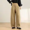 Pantalones cargo casuales color caqui simples para mujer, nuevo estilo otoño e invierno 2026, pantalones largos holgados de cintura alta con curva, elegantes y adelgazantes