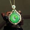 Colgante con incrustaciones de calcedonia de hielo alto, ágata verde, Buda Guanyin, hoja de jade, cloisonné, suministro de estudio en vivo, entrega de una sola pieza