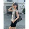 Tiro Real # Camiseta de Manga Corta con Cuello en V para Mujer, Diseño de Verano, Corte Ajustado, Bordada, Gris, Top que Ceñe la Cintura.