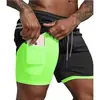 Venda direta da fábrica shorts esportivos de marca moderna de camada dupla, transpiráveis e de secagem rápida para homens, shorts esportivos de verão de comprimento 3/4 de secagem rápida para fitness