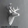 Cabeza de ciervo de papel de 60 cm para colgar en la pared decoración del hogar arte geométrico modelo de papel DIY regalo hecho a mano