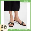Sandálias de Salto Alto Estilo Europeu e Americano Novas de Verão para Mulheres, Material Super Fibra, Versátil e Emagrecedor, Estilo Quente Transfronteiriço Atacado 74