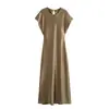 Ropa de Mujer Transfronteriza al por Mayor Estilo Europeo y Americano Vestido Midi Adelgazante de Satén de Seda 8868897 737