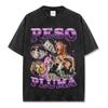 Cross-border American Retro Plumma PLUMA Impresso Camiseta de manga curta Lavado Velho Manga comprida Solto Com Capuz Moletom para Homens