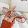 Gafas de sol para mujer con montura cuadrada pequeña de forma cóncava, tendencia transfronteriza, moda y2k nueva de Europa y Estados Unidos, gafas de sol con diamantes engastados a mano