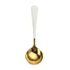 Cuchara Popular Cuchara Redonda Se Puede Añadir con logo Acero Inoxidable 304 Cuchara de Postre Doméstica Espesada Cuchara de Sopa Cuchara de Arroz Helado Regalo