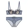 Bralette fino de encaje estilo francés, sexy y seductor, con copas de orejas de conejo, diseñado para hacer que los senos grandes parezcan más pequeños y prevenir la flacidez, conjunto de lencería para mujer