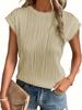 Comercio Exterior Transfronterizo Verano para Mujer Nueva Moda Casual Top Cuello Redondo Manga Ultracorta Color Sólido Texturizado Suéter Camiseta
