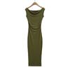 3360-25 Novo Estilo de Verão Europeu e Americano Sexy Estilo Puro Desejo Vestido Sexy de Um Ombro com Babado na Cintura
