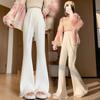 Pantalones acampanados slim de cintura alta de talla grande para mujer 2024 pantalones nuevos de otoño e invierno con caída recta de punto de pierna ancha