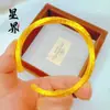 Tienda de Oro Mismo Estilo Pulsera Cuadrada Bendición Chapada en Oro, Pulsera Abierta Sólida Tradicional, Regalo para Novia, Joyería Chapada en Cobre Dorado