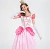 Novo Marybiki Princesa Vestido Palco Traje Palácio Festa Rainha Vestido Rosa Pêssego Flor Princesa Costume