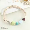 Nova pulseira de cerâmica em formato de folha estilo chinês, não desbota, nicho, leve e luxuosa, pulseira de joia artística para mulheres, pulseira de cordão trançado feita à mão