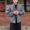 Jaqueta de Voo Estilo Curto Transfronteiriça Roupa Exterior Masculina Outono Inverno À Prova de Vento Gola Alta Ombro Normal Roupa Exterior Estilo Americano Três-Prova Silhueta Jaqueta de Baseball