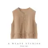 Chal de Color Sólido Tacto Cachemir Nuevo Chal sin Mangas para Mujer Diseño de Cuello Redondo Suéter Otoño e Invierno Color Camello Cepillado