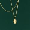 Nalan S92 Plata de Ley Rama Dorada Hoja de Jade Collar Lujo Accesible Diseño de Nicho Colgante de Hoja Cadena Versátil para Clavícula D9865