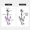 Piercing de Umbigo Duplo com Espinhos em Aço Inoxidável e Liga de Titânio F136 com Zircônia em Formato de Coração 3A, Piercing da Moda Estilo Europeu e Americano para Mulheres